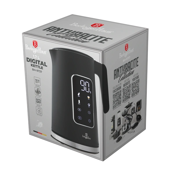 Berlinger Haus BH/9737 1,7L-es matt antracit digitális vízforraló