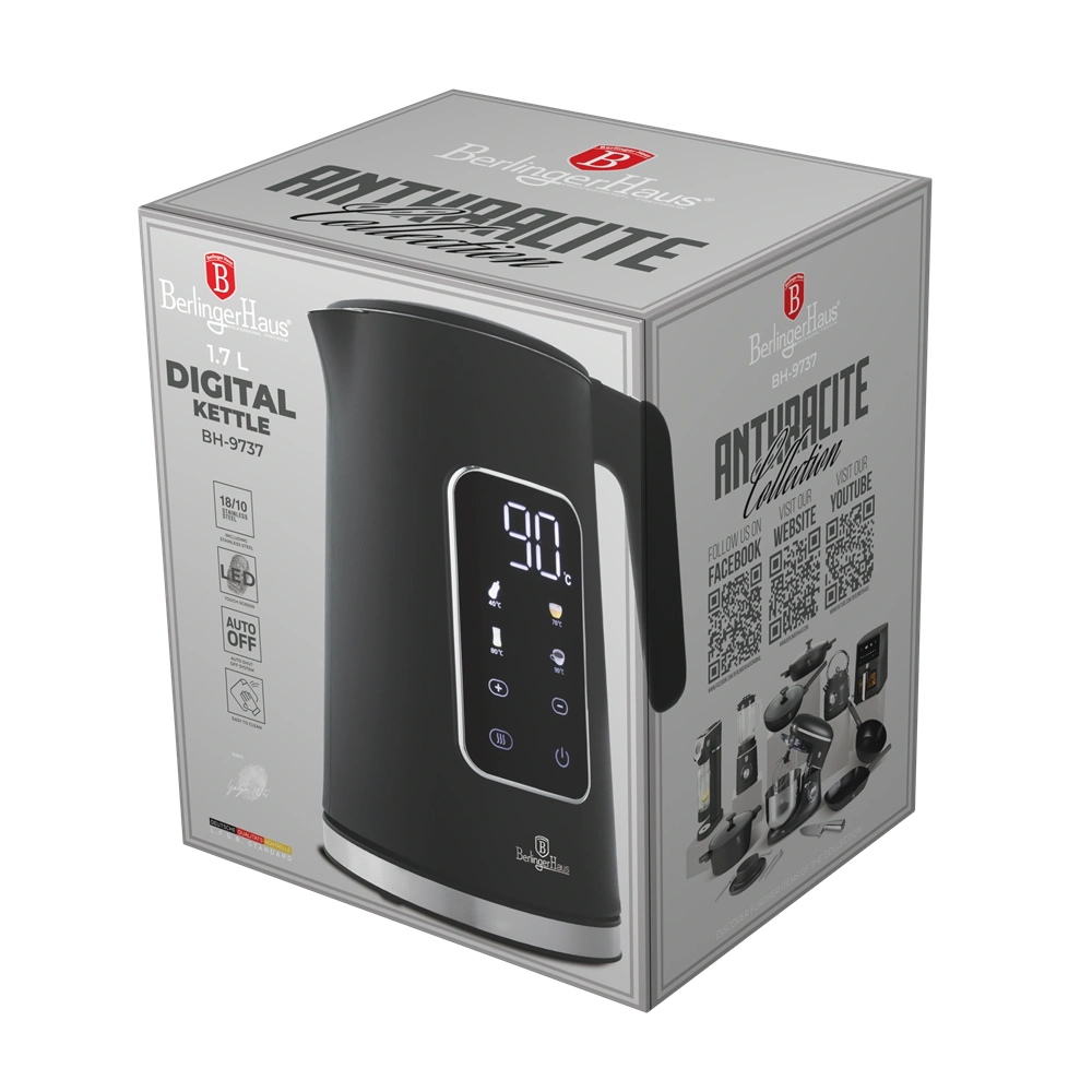 Berlinger Haus BH/9737 1,7L-es matt antracit digitális vízforraló