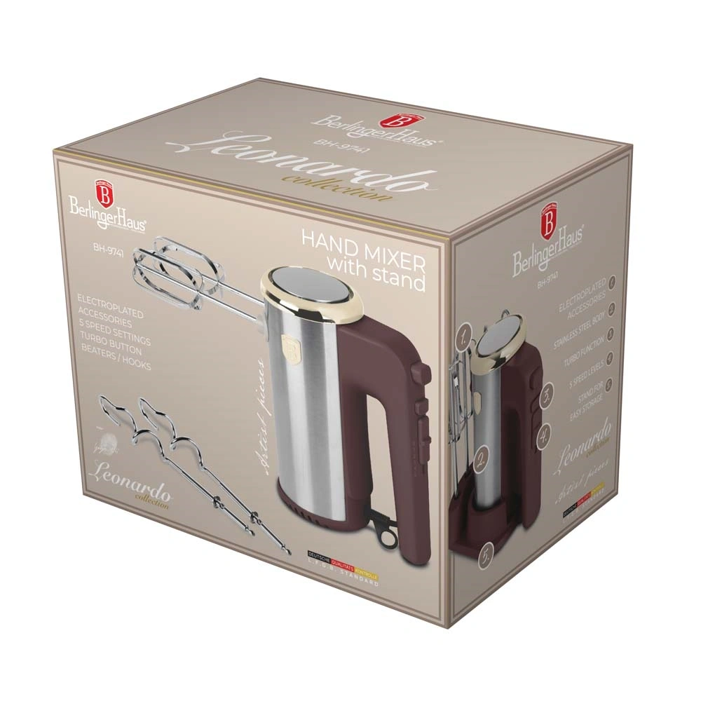 Berlinger Haus BH/9741 bordó állvánnyal kézi mixer
