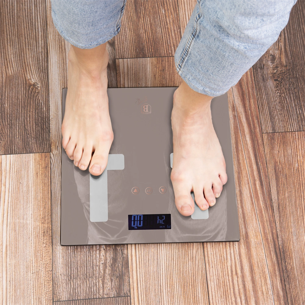 Berlinger Haus BH/9757 180 kg kapacitású taupe testzsíranalizáló üveg személymérleg