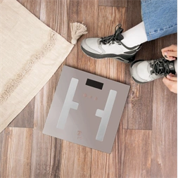 Berlinger Haus BH/9757 180 kg kapacitású taupe testzsíranalizáló üveg személymérleg