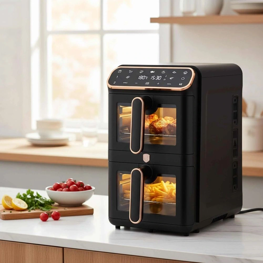 Berlinger Haus BH/9802 fekete- rózsaarany 2x5,5 L forrólevegős sütő