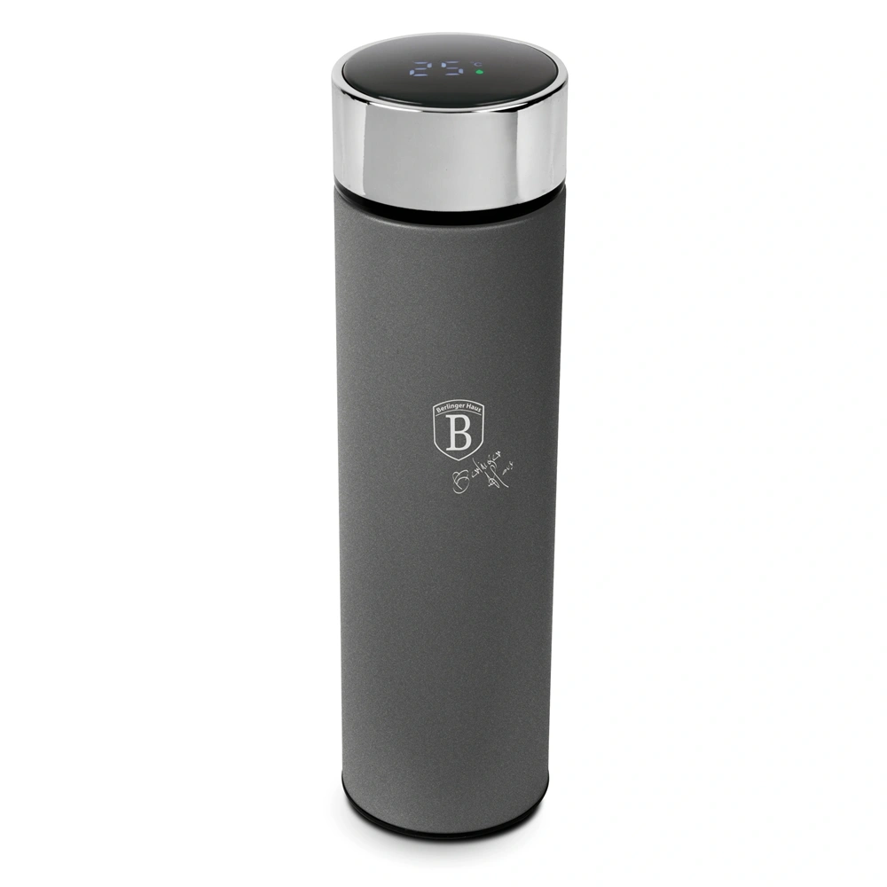 Berlinger Haus BH/9805 Anthracite Collection LED-es hőfok kijelzővel, 500 ml szürke ivópalack