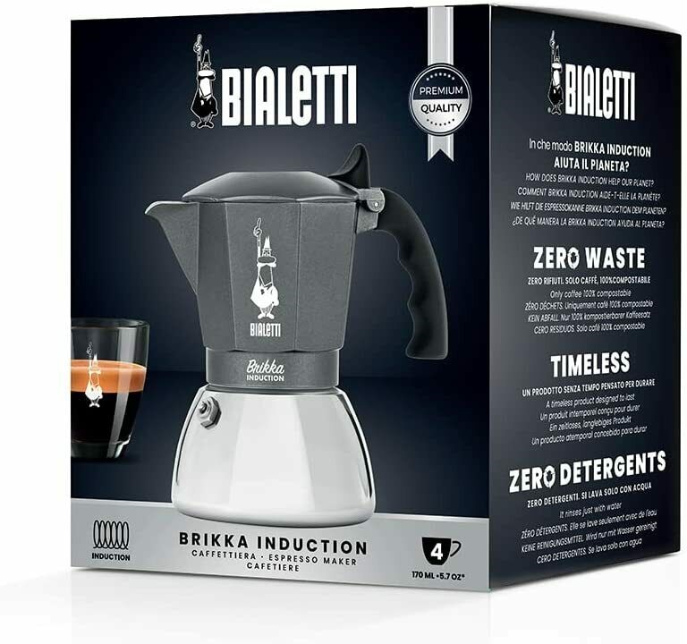 Bialetti Brikka ezüst-szürke 4 személyes indukciós kotyogós kávéfőző