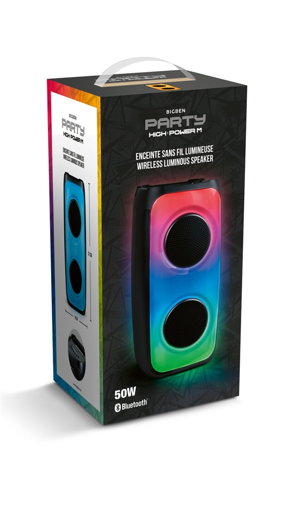 BigBen 2809254 Party High Power M 50W vezeték nélküli világító Bluetooth hangszóró