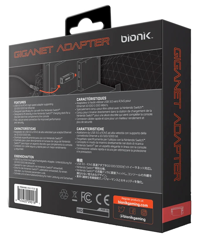 Bionik BNK-9018 Nintendo Switch USB 3.0 Gigagnet adapter