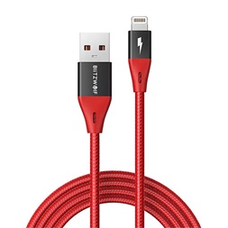 BlitzWolf BW-MF10 Pro Red 1,8m USB/Lightning piros adat- és töltőkábel