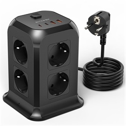 BlitzWolf BW-PC3 8 aljzat 2m 2xUSB/2xType-C fekete elosztó