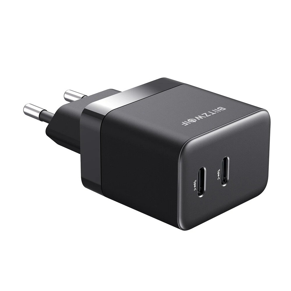 BlitzWolf BW-S22 Mini 35W 2xType-C fekete hálózati adapter