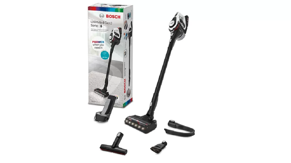 Bosch BBS8214 Unlimited Serie 8 Gen2 fekete-fehér vezeték nélküli álló porszívó