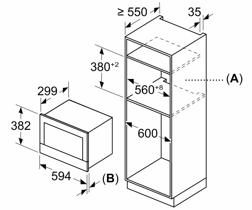 Bosch BFL7221B1 21 liter, fekete, beépíthető mikrohullámű sütő