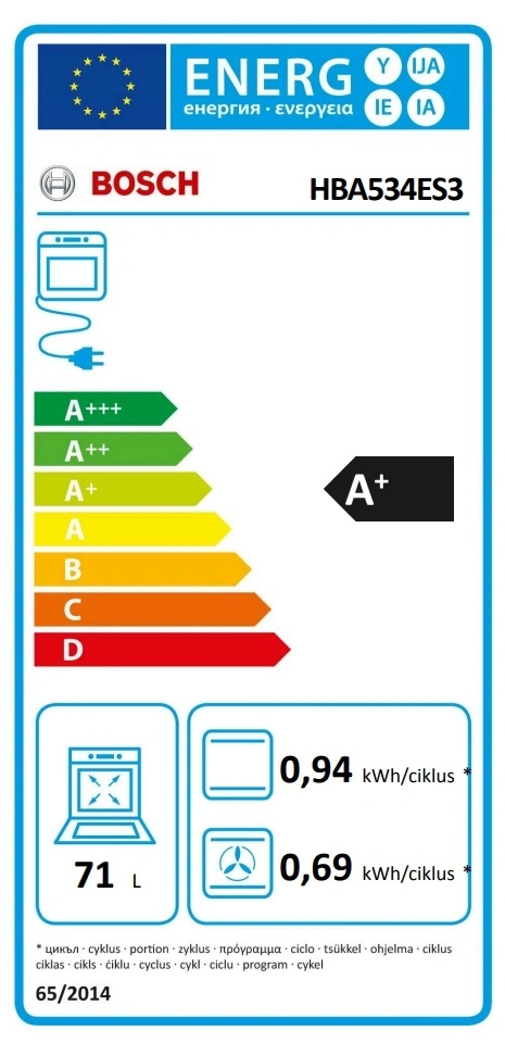Bosch HBA534ES3 inox, beépíthető, sütőtér: 71L, légkeverés, sütő (Újszerű)