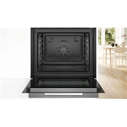Bosch HBG7741B1 fekete, beépíthető, sütőtér:71L, grill, légkeveréses, sütő