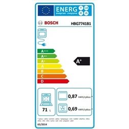 Bosch HBG7741B1 fekete, beépíthető, sütőtér:71L, grill, légkeveréses, sütő