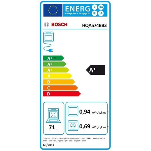 Bosch HQA574BB3 fekete beépíthető sütő