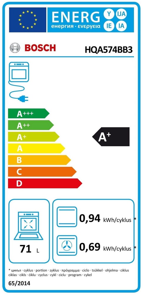 Bosch HQA574BB3 fekete, beépíthető, sütőtér: 71L, grill, légkeverés, sütő