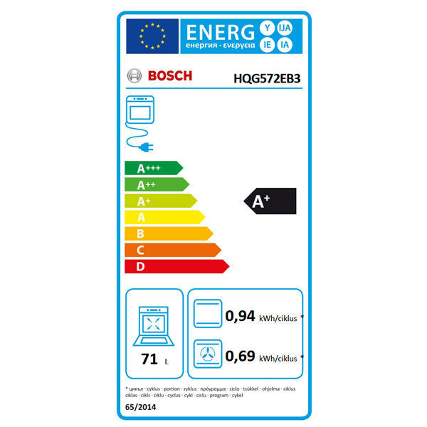 Bosch HQG572EB3 beépíthető fekete sütő
