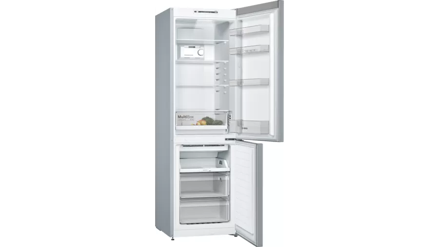 Bosch KGN36NLEA inox, alulfagyasztós, Hűtő:216L, Fagyasztó:89L, No frost hűtőszekrény