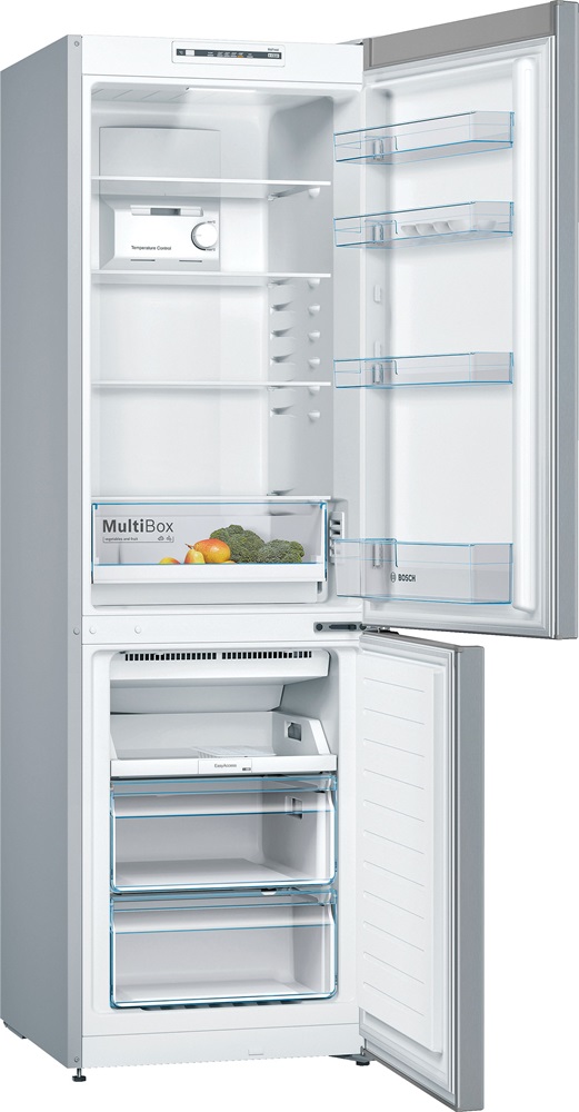 Bosch KGN36NLEA inox, alulfagyasztós, Hűtő:216L, Fagyasztó:89L, No frost hűtőszekrény