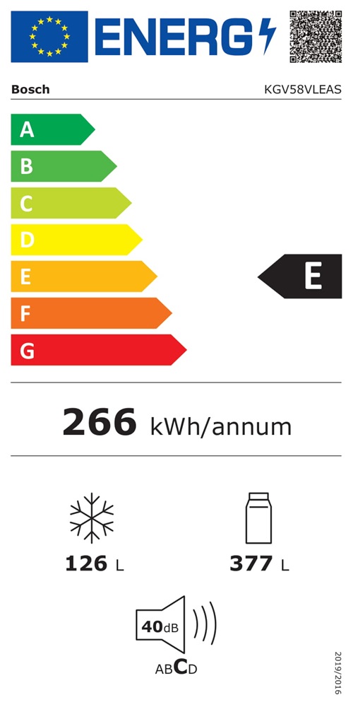 Bosch KGV58VLEAS ezüst, alulfagyasztós, Hűtő:376L, Fagyasztó:124L, Low frost hűtőszekrény (Újszerű)