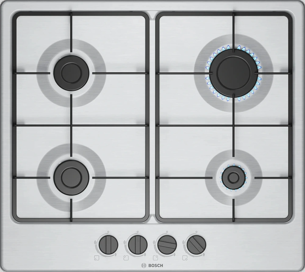 Bosch PGP6B5K60 inox, beépíthető, gáz, főzőzóna:4, beépíthető méret: 58,2cm, főzőlap