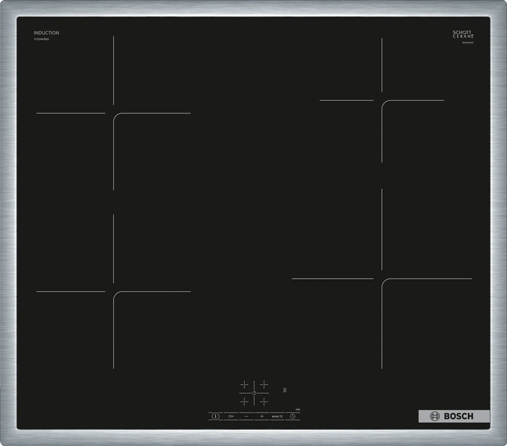 Bosch PUE64KBB5E fekete, beépíthető, indukciós, főzőzóna: 4, beépíthető méret: 56cm, főzőlap
