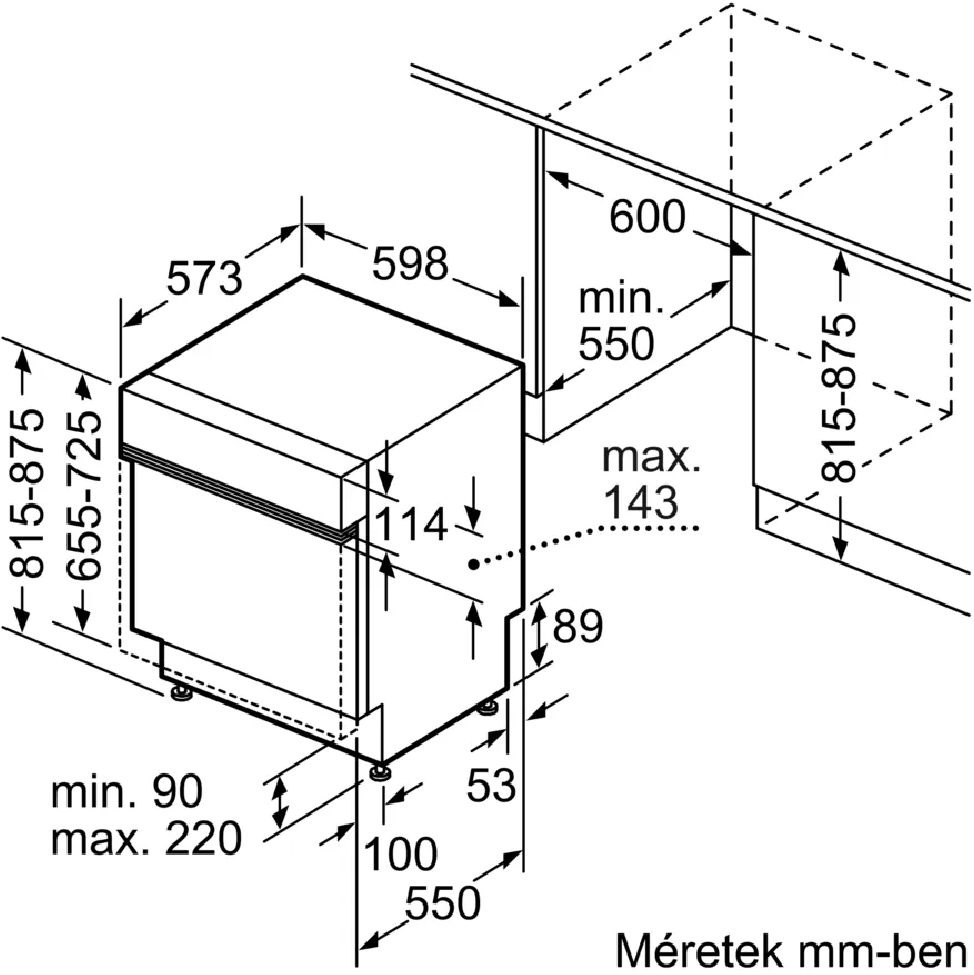 Bosch SMI4HTS00E fehér, programok száma: 6, beépíthető, 13 terítékes mosogatógép  (Használt - B)