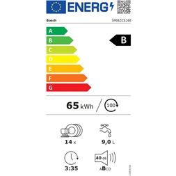 Bosch SMI6ZCS16E programok száma:5, beépíthető, 14 terítékes mosogatógép