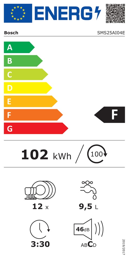 Bosch SMS25AI04E inox, programok száma: 5, szabadonálló, 12 terítékes mosogatógép 