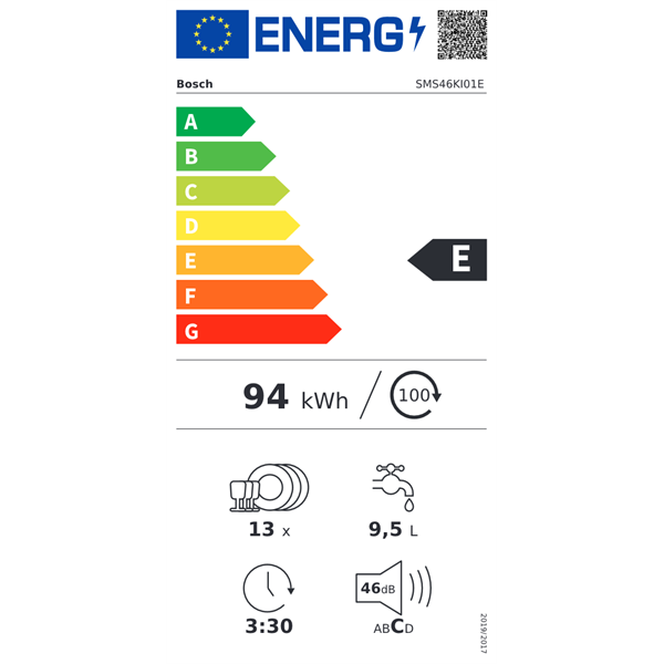 Bosch SMS46KI01E inox, programok száma: 6, szabadonálló, 13 terítékes mosogatógép (Újszerű)