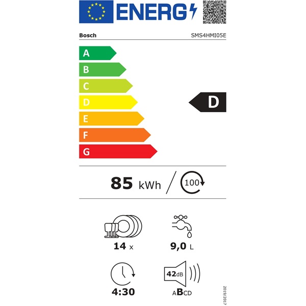 Bosch SMS4HMI05E inox, programok száma: 6, szabadonálló, 14 terítékes mosogatógép