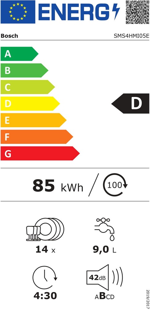 Bosch SMS4HMI05E inox, programok száma: 6, szabadonálló, 14 terítékes mosogatógép