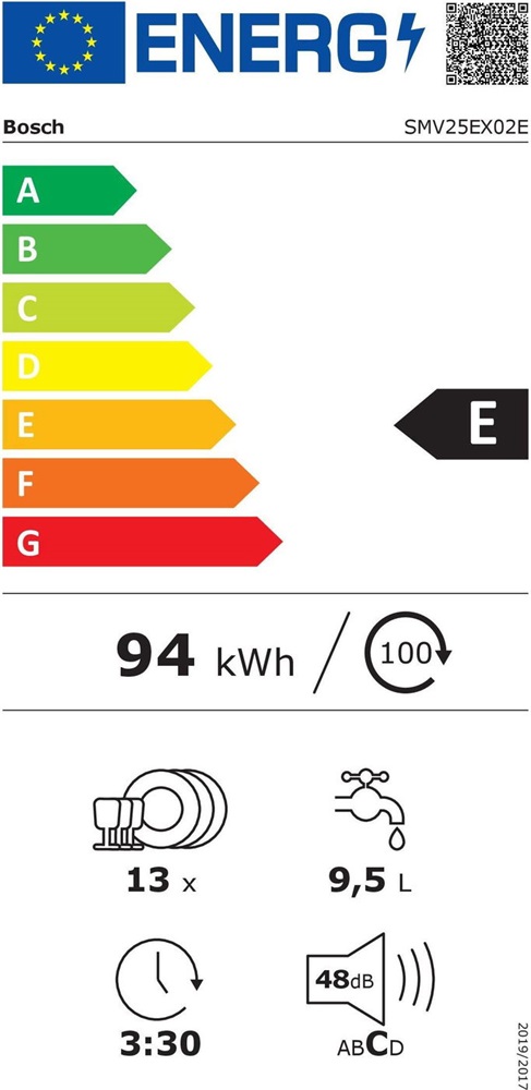 Bosch SMV25EX02E programok száma: 5, beépíthető, 13 terítékes mosogatógép
