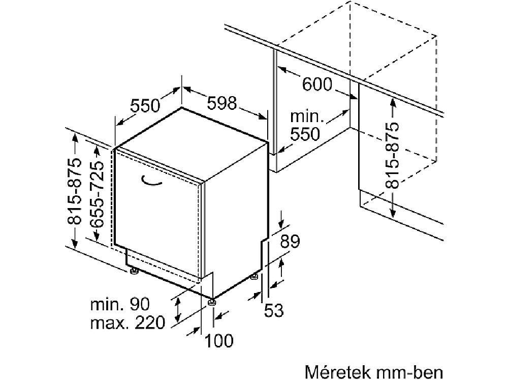 Bosch SMV2HVX02E programok száma: 5, beépíthető, 14 terítékes mosogatógép 