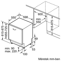 Bosch SMV4HTX14E ezüst, programok száma:6, beépíthető, 13 terítékes mosogatógép