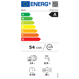 Bosch SMV6ECX10E inox, programok száma: 8, beépíthető, 14 terítékes mosogatógép 