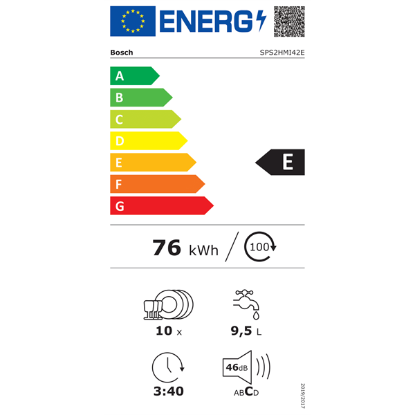 Bosch SPS2HMI42E inox, programok száma: 5, keskeny szabadonálló, 10 terítékes mosogatógép (Újszerű)
