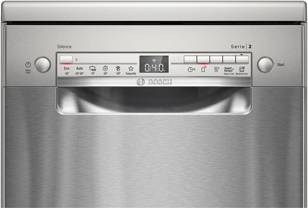 Bosch SPS2HMI58E inox, programok száma: 6, keskeny szabadonálló, 10 terítékes mosogatógép 