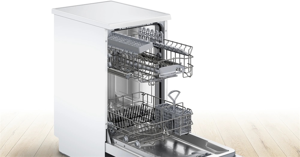 Bosch SPS2IKW10E fehér, programok száma: 5, keskeny szabadonálló, 9 terítékes mosogatógép 