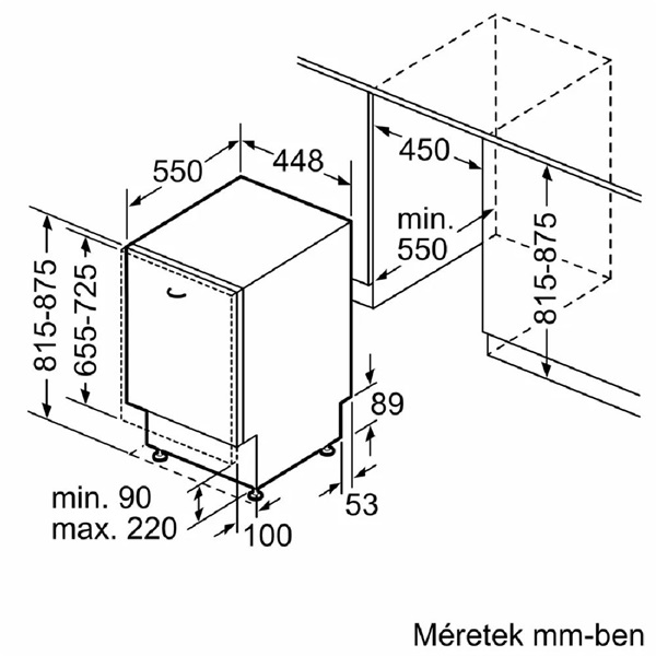 Bosch SPV4HMX10E keskeny 10 terítékes beépíthető mosogatógép