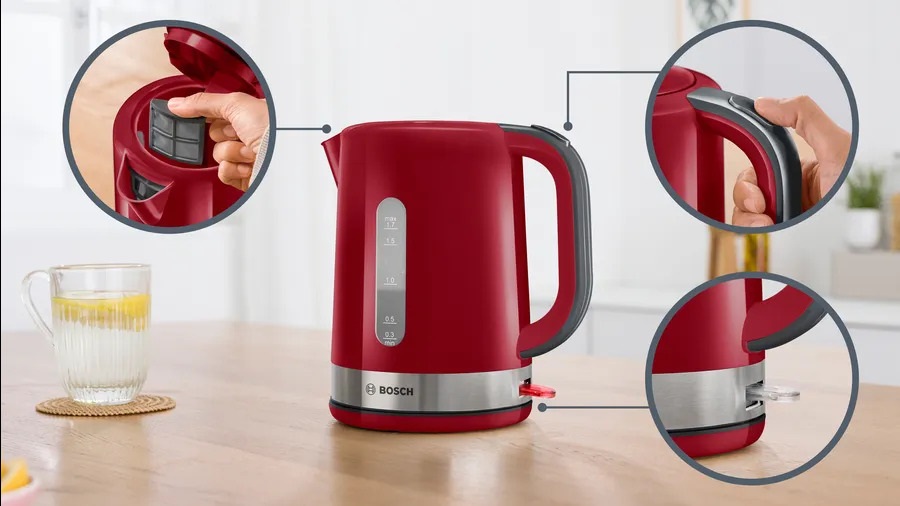 Bosch TWK6A514 1,7L-es vörös vízforraló