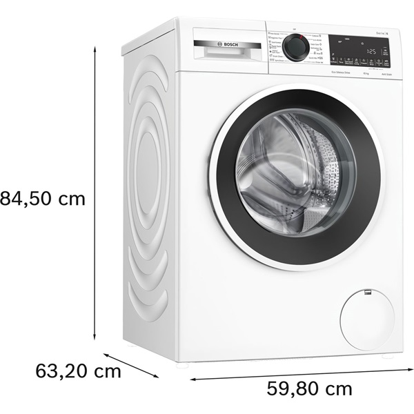 Bosch WGG2540NBY fehér, elöltöltős, max 1400ford,  10kg, gőzmosógép