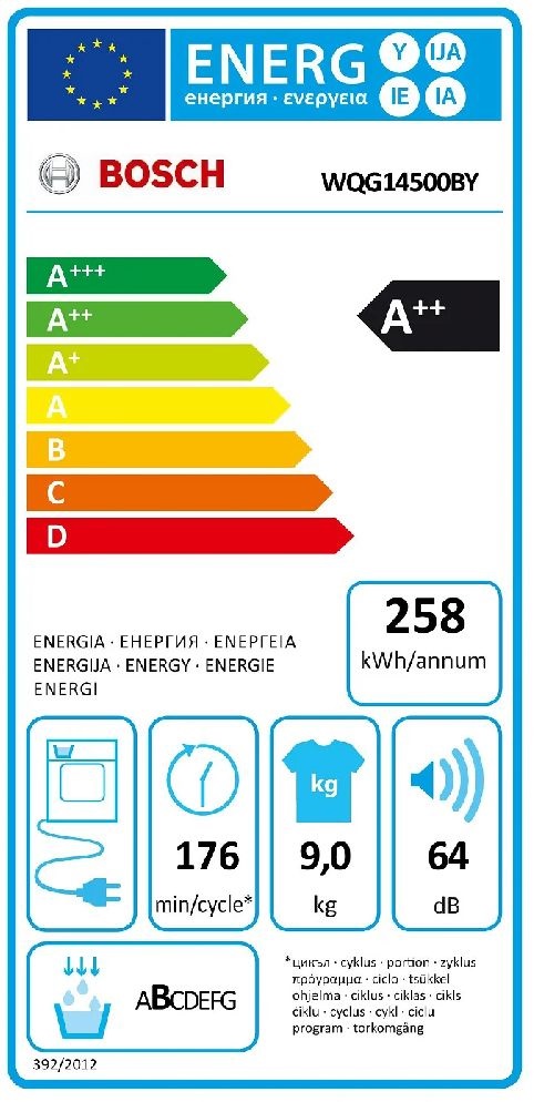 Bosch WQG14500BY fehér, 9 kg, hőszivattyús, szárítógép