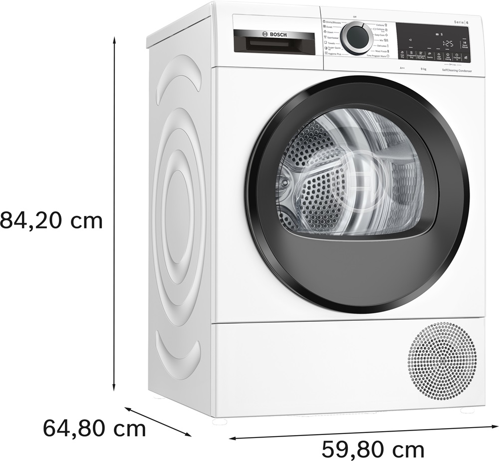 Bosch WQG14500BY fehér, 9 kg, hőszivattyús, szárítógép