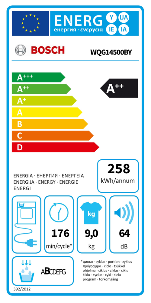 Bosch WQG14500BY fehér, 9 kg, hőszivattyús, szárítógép