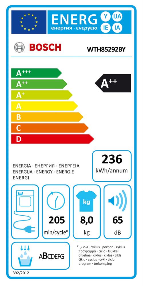 Bosch WTH85292BY fehér, 8 kg, hőszivattyús, szárítógép
