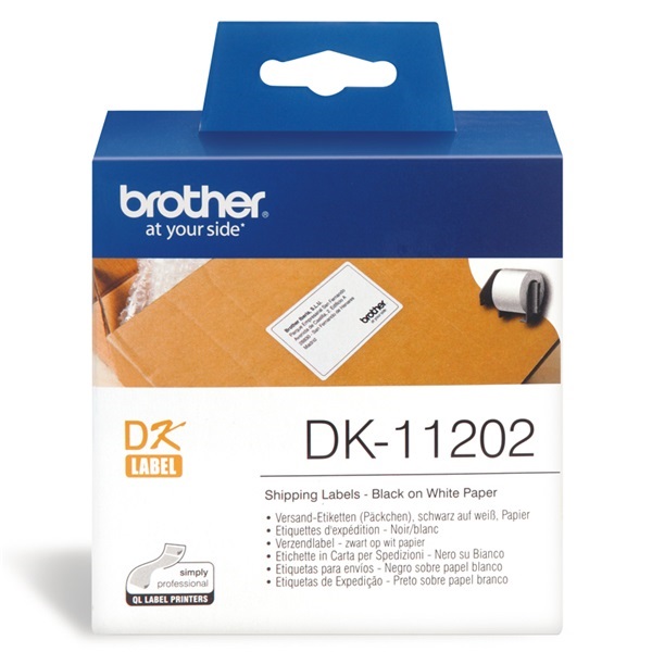Brother Etikett címke DK-11202, Elővágott (stancolt), Papír címke, Fehér alapon fekete, 300 db