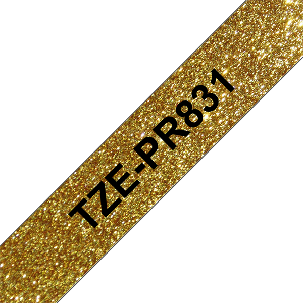 Brother Prémium feliratozó szalag TZEPR831, Arany alapon fekete, 12 mm széles, 8m