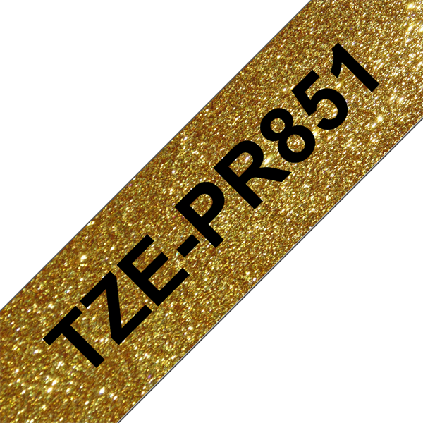 Brother Prémium feliratozó szalag TZEPR851, Arany alapon fekete szalag, 24 mm széles, 8m