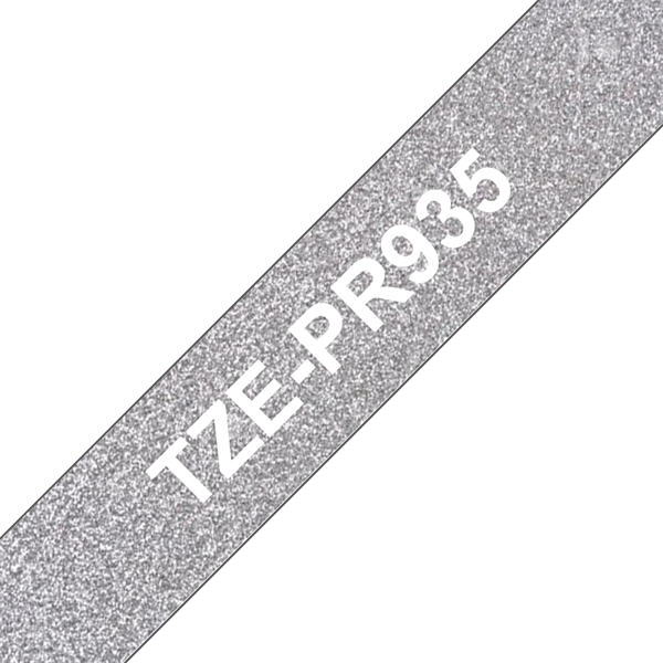 Brother Prémium feliratozó szalag TZEPR935, Ezüst alapon fehér színű szalag 12 mm széles, 8m